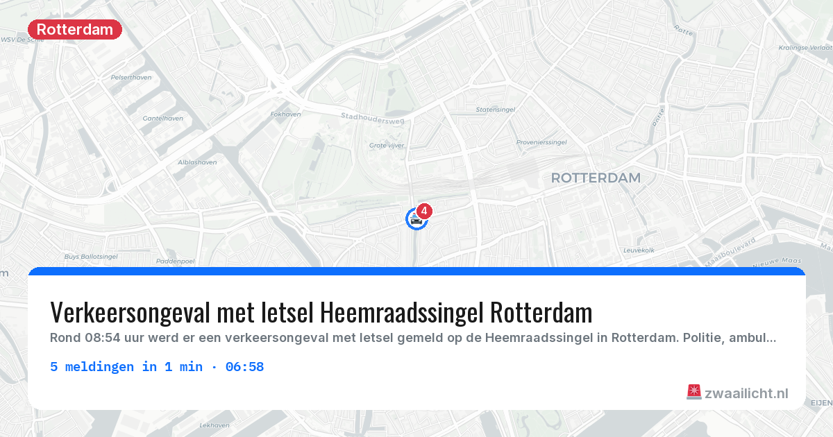 Kaart van de activiteitspiek bij Rotterdam