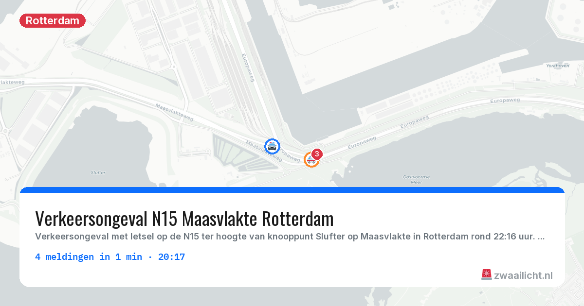 Kaart van de activiteitspiek bij Rotterdam