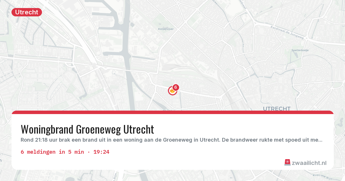 Kaart van de activiteitspiek bij Utrecht