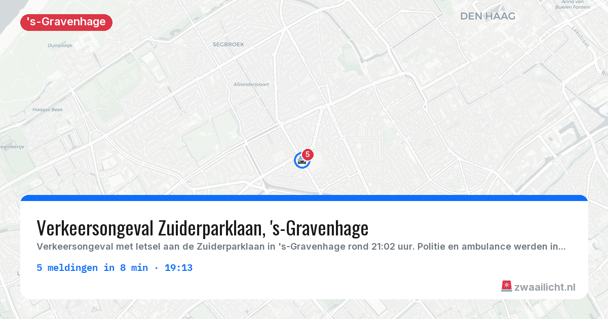 Kaart van de activiteitspiek bij 's-Gravenhage