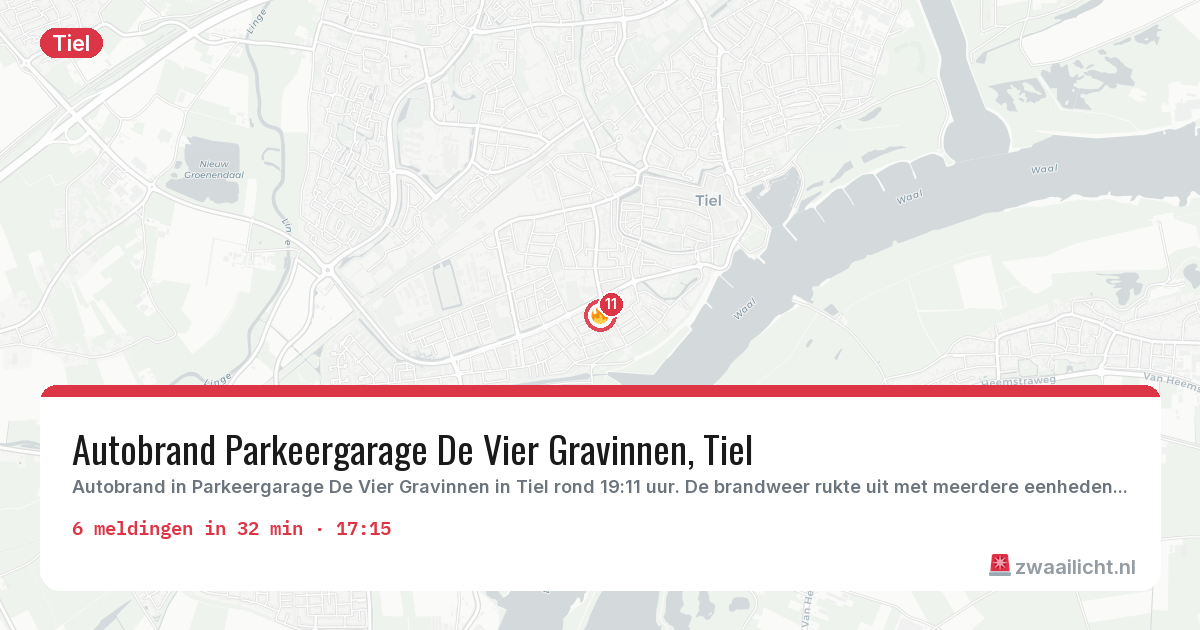 Kaart van de activiteitspiek bij Tiel