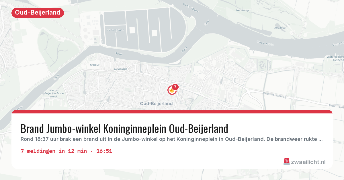 Kaart van de activiteitspiek bij Oud-Beijerland