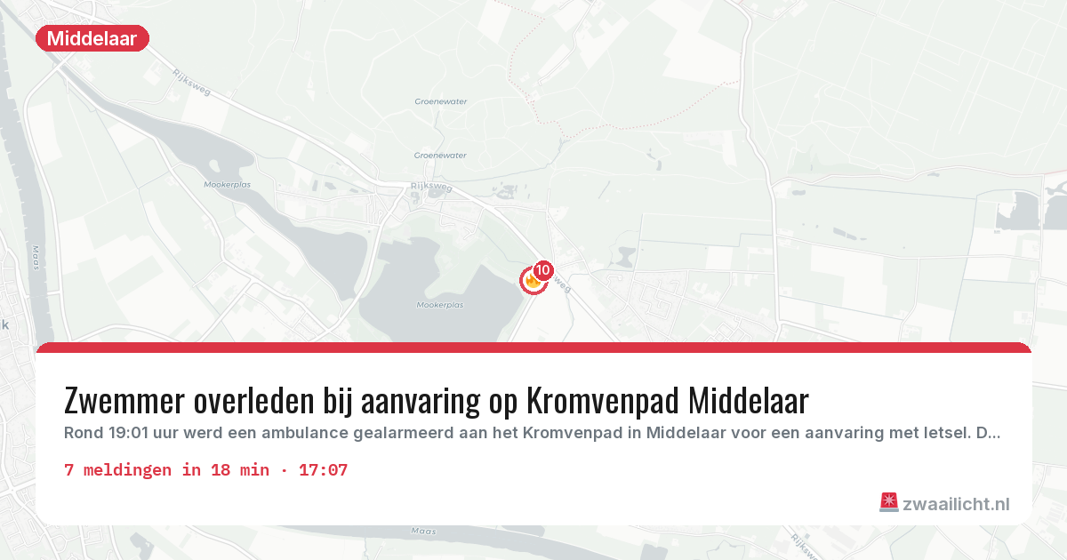 Kaart van de activiteitspiek bij Middelaar