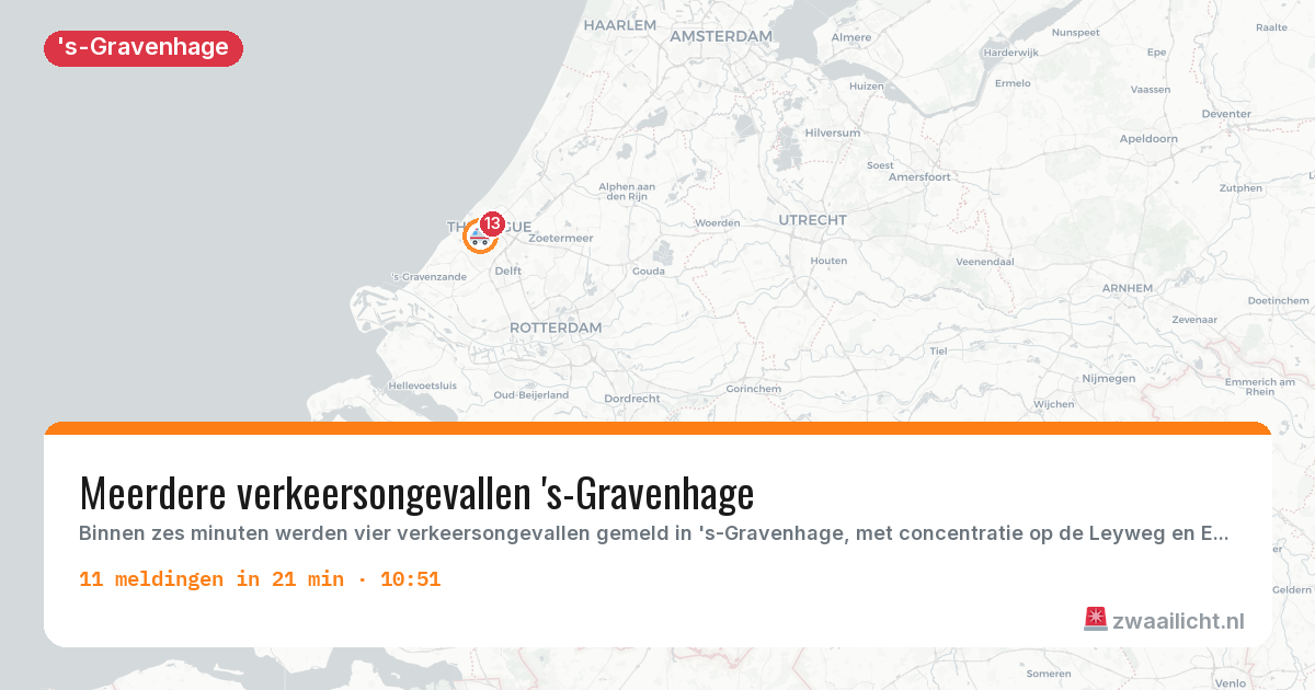 Kaart van de activiteitspiek bij 's-Gravenhage