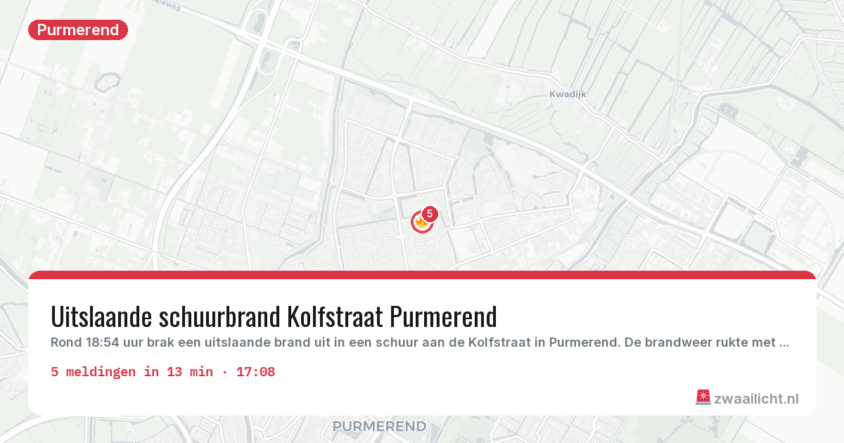 Kaart van de activiteitspiek bij Purmerend