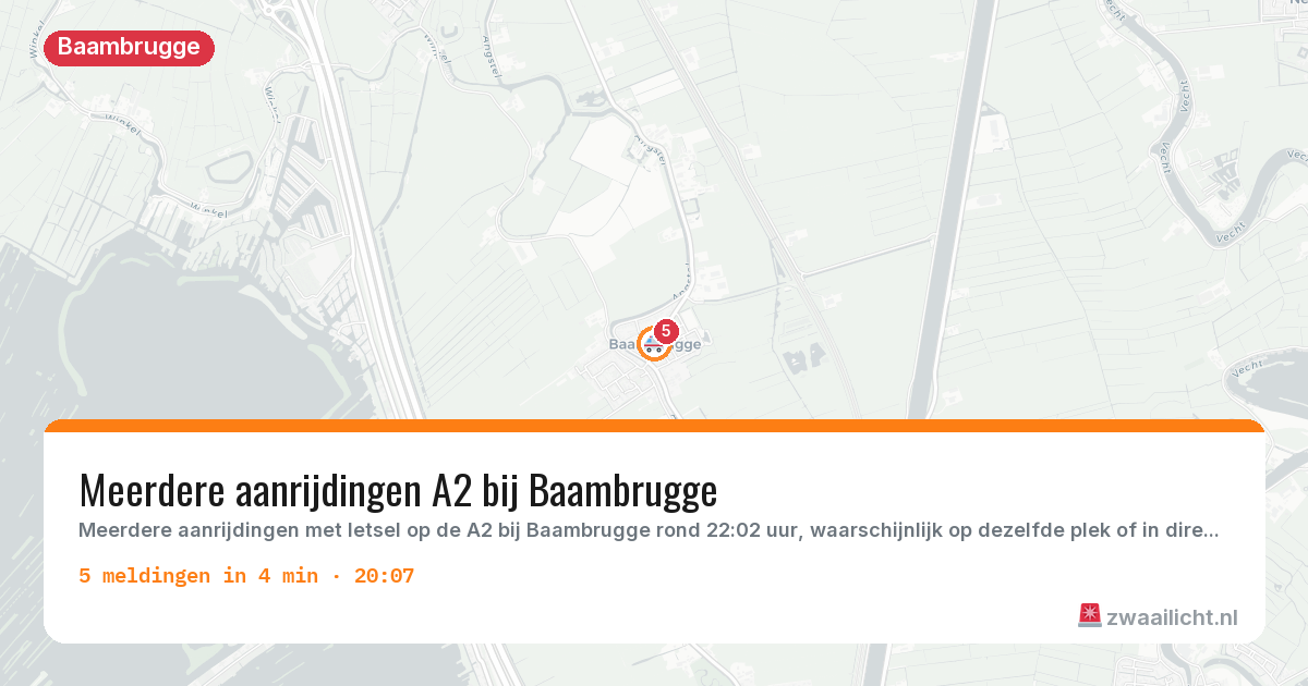 Kaart van de activiteitspiek bij Baambrugge