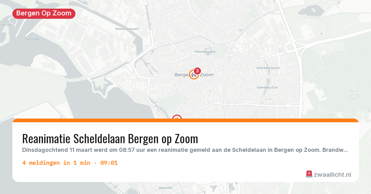 Kaart van de activiteitspiek bij Bergen Op Zoom