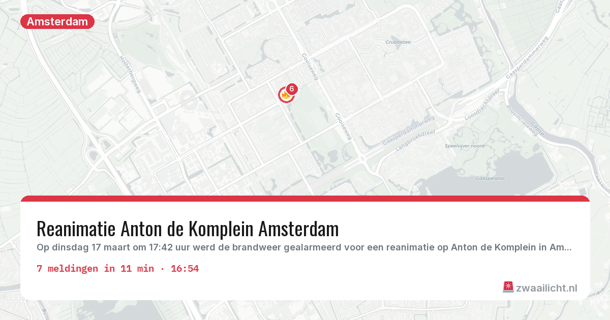 Kaart van de activiteitspiek bij Amsterdam