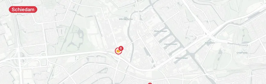 Kaart van Grote zolderbrand Buys Ballotsingel Schiedam