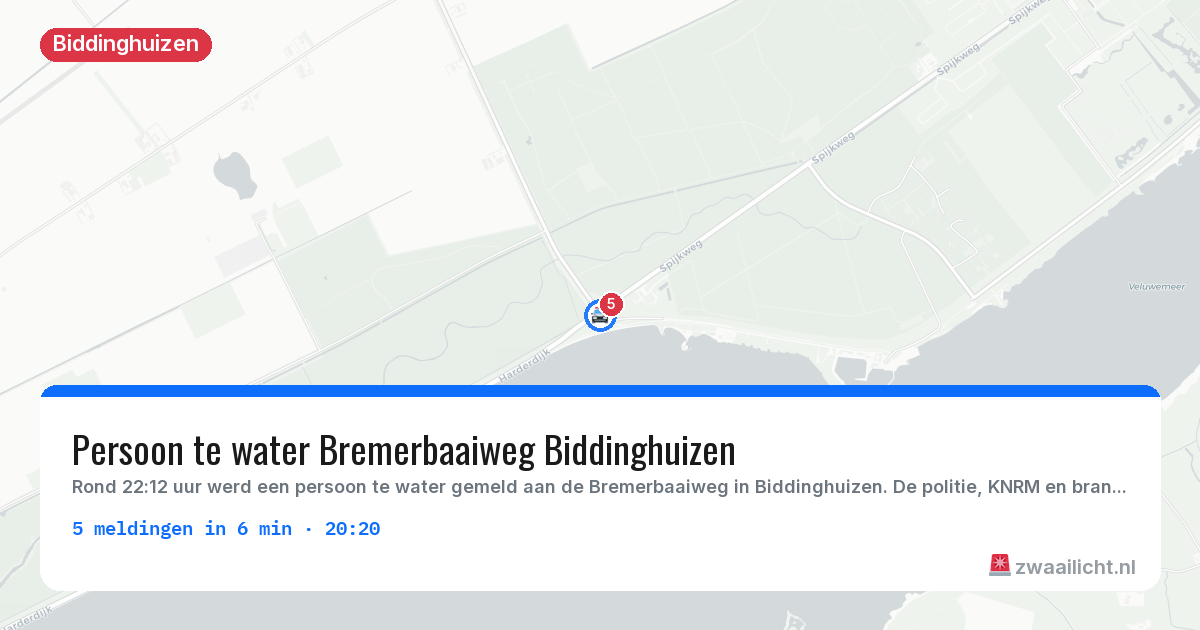 Kaart van de activiteitspiek bij Biddinghuizen
