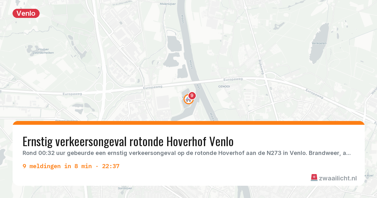Kaart van de activiteitspiek bij Venlo