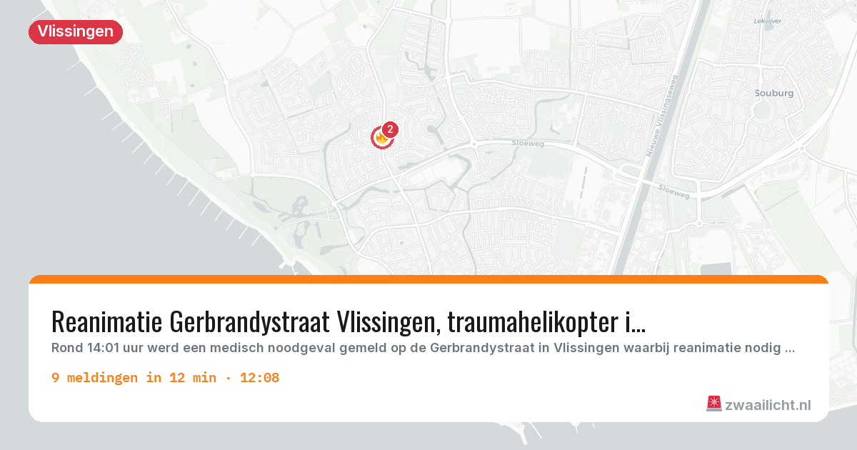 Kaart van de activiteitspiek bij Vlissingen