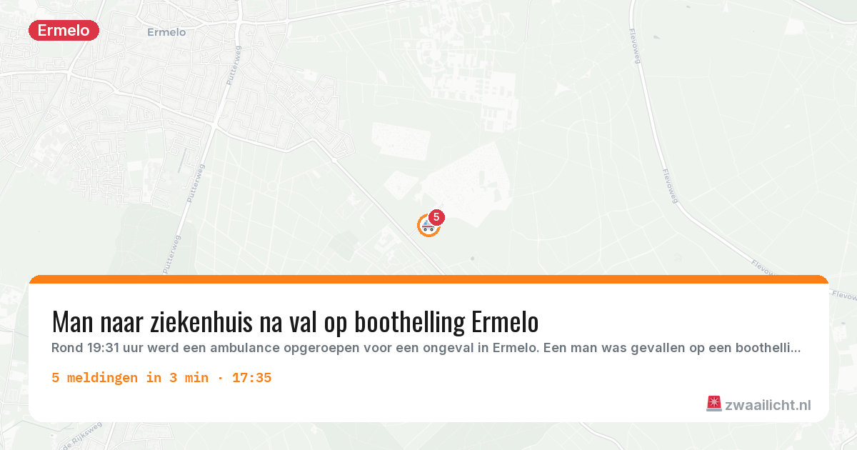 Kaart van de activiteitspiek bij Ermelo
