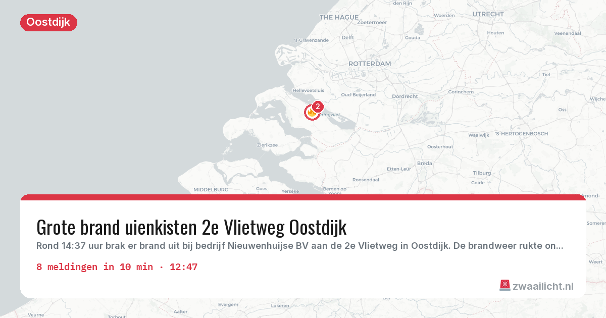 Kaart van de activiteitspiek bij Oostdijk