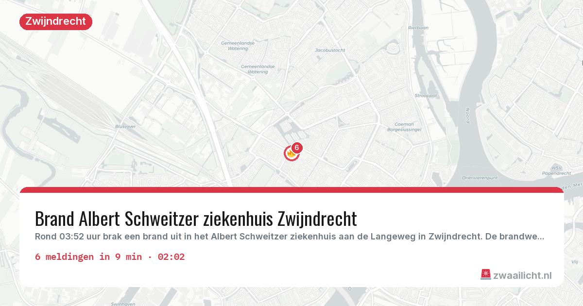 Kaart van de activiteitspiek bij Zwijndrecht