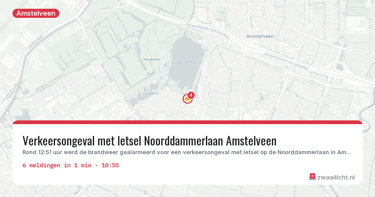Kaart van de activiteitspiek bij Amstelveen