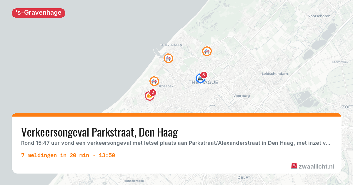 Kaart van de activiteitspiek bij 's-Gravenhage