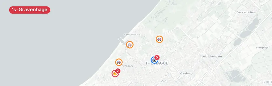 Kaart van Verkeersongeval Parkstraat, Den Haag
