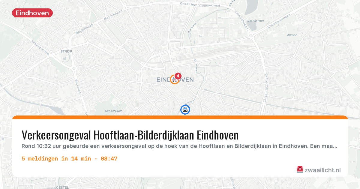 Kaart van de activiteitspiek bij Eindhoven
