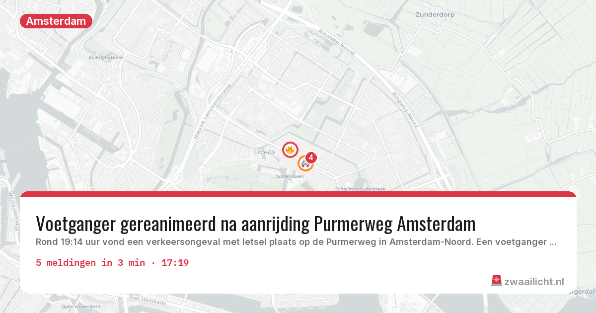 Kaart van de activiteitspiek bij Amsterdam