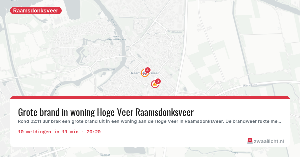 Kaart van de activiteitspiek bij Raamsdonksveer