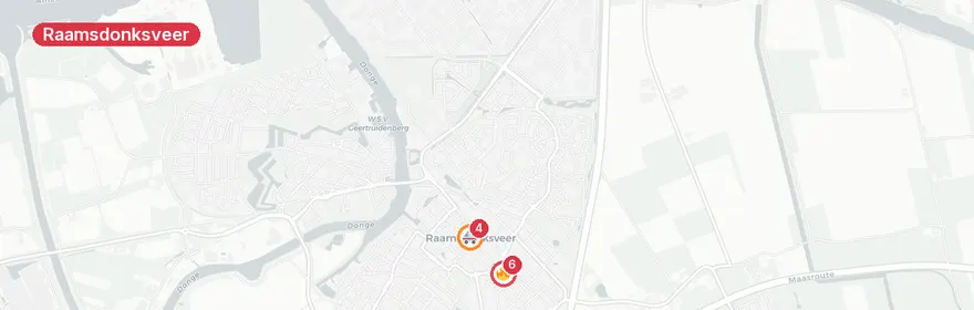 Kaart van Grote brand in woning Hoge Veer Raamsdonksveer