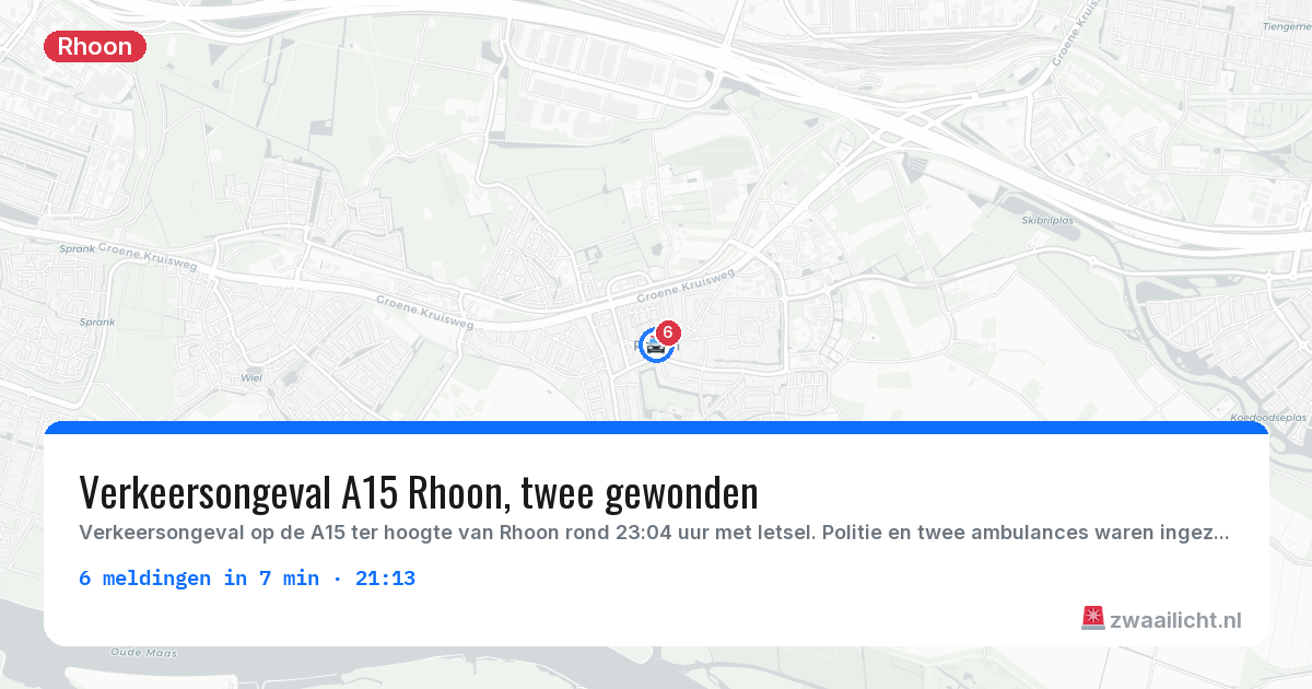 Kaart van de activiteitspiek bij Rhoon