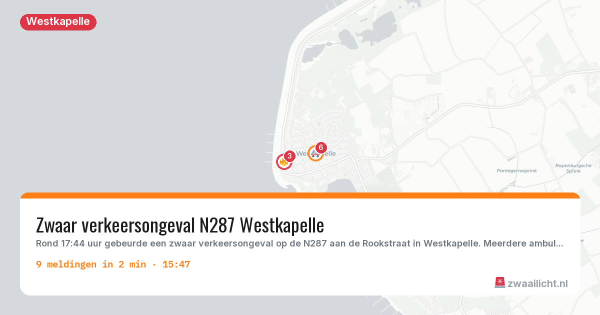 Kaart van de activiteitspiek bij Westkapelle