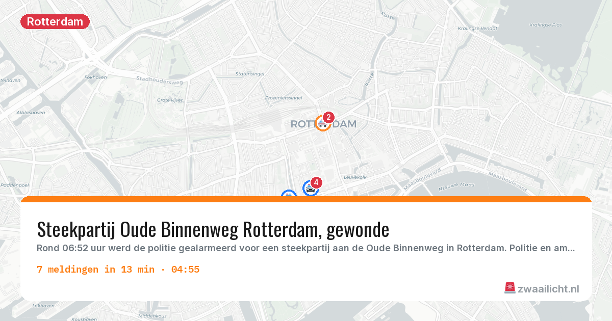 Kaart van de activiteitspiek bij Rotterdam