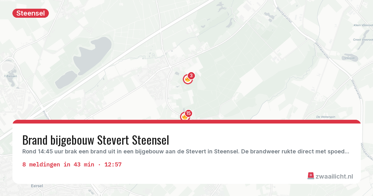 Kaart van de activiteitspiek bij Steensel