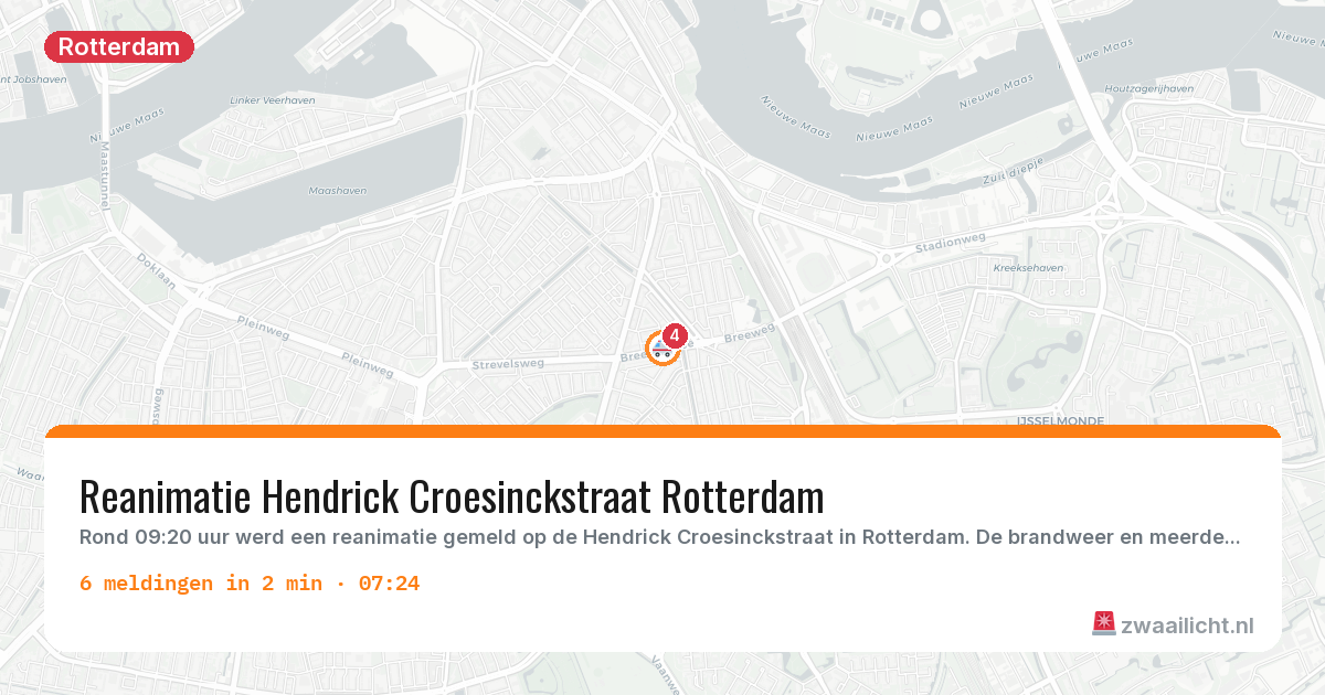 Kaart van de activiteitspiek bij Rotterdam