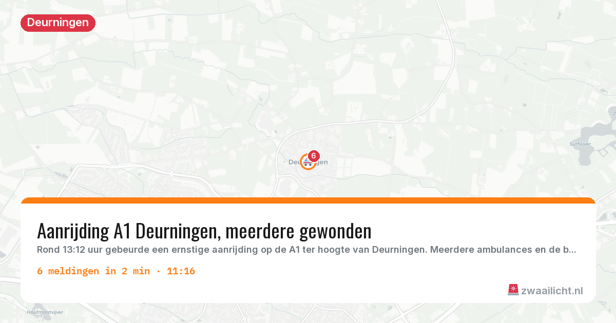 Kaart van de activiteitspiek bij Deurningen