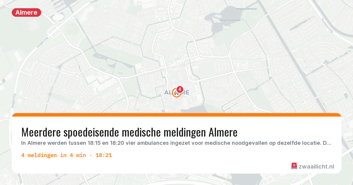 Kaart van de activiteitspiek bij Almere