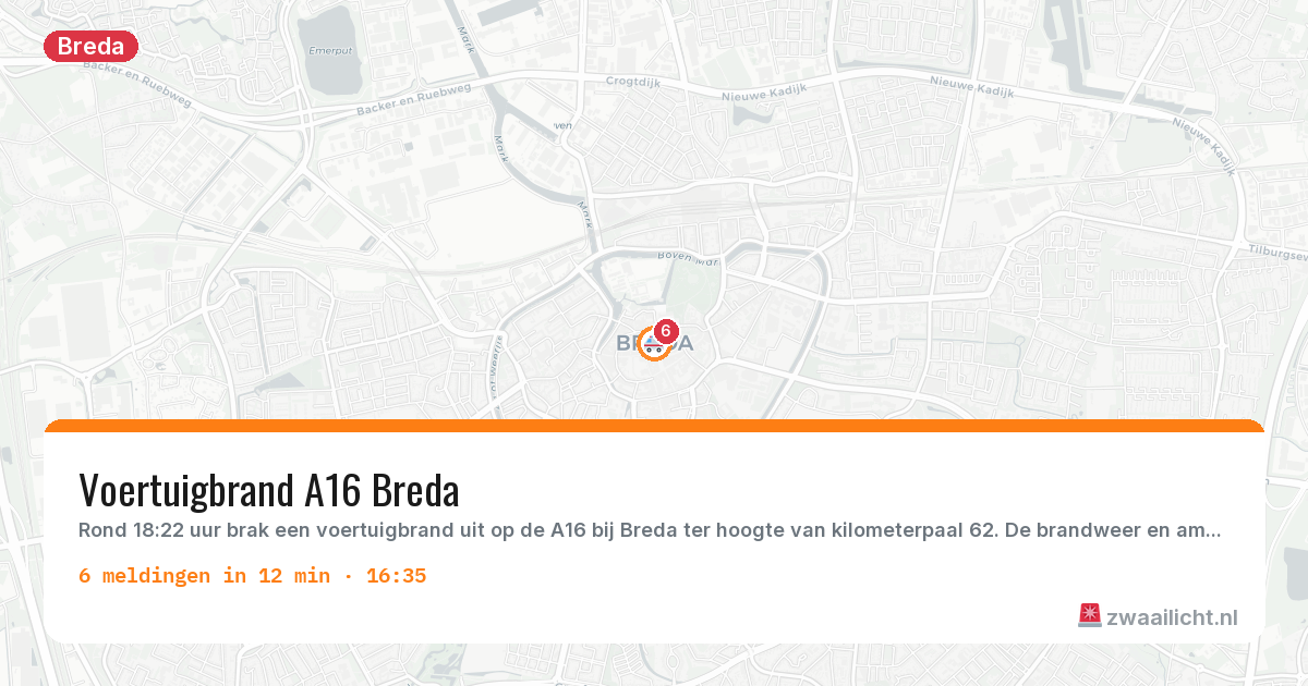 Kaart van de activiteitspiek bij Breda