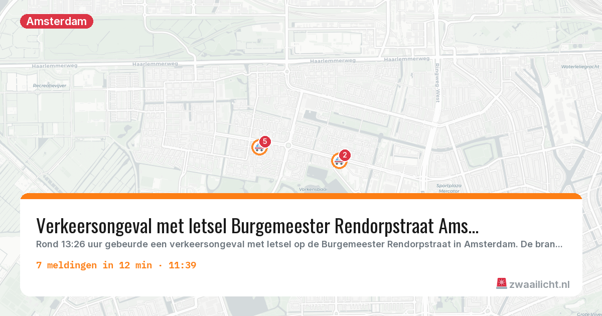 Kaart van de activiteitspiek bij Amsterdam