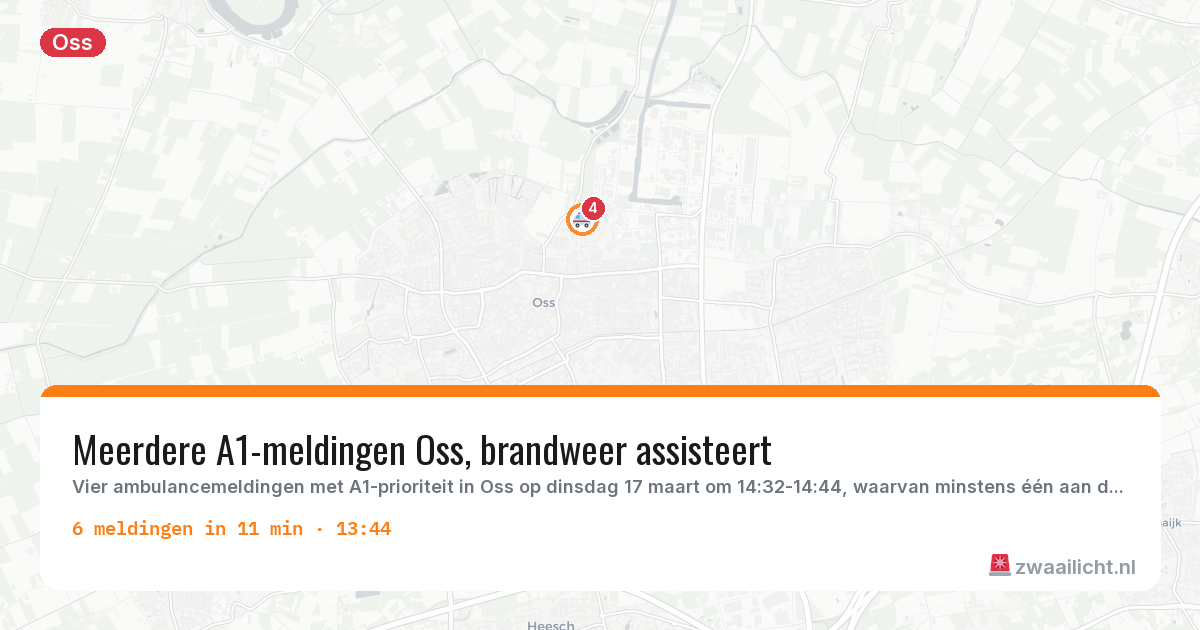 Kaart van de activiteitspiek bij Oss
