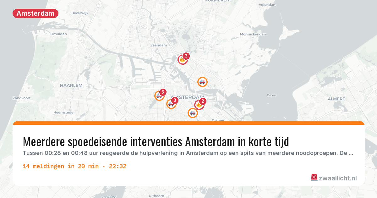 Kaart van de activiteitspiek bij Amsterdam