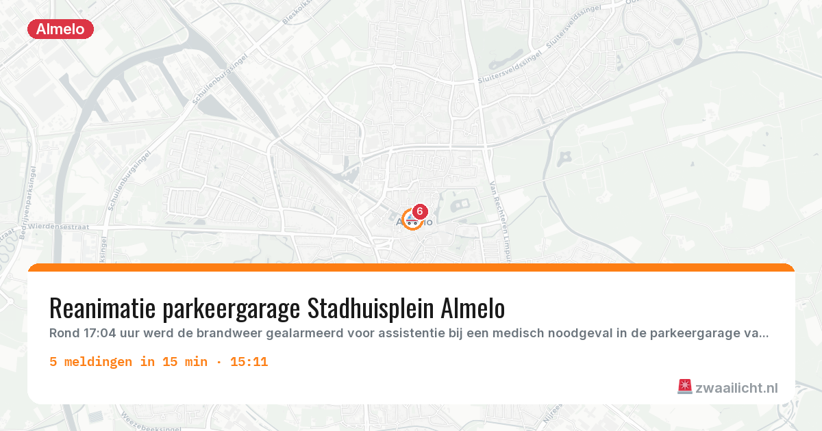 Kaart van de activiteitspiek bij Almelo