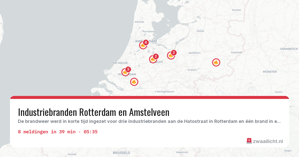 Kaart van de activiteitspiek bij Brandweer