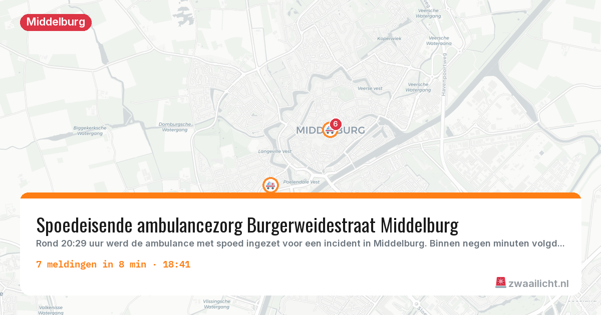 Kaart van de activiteitspiek bij Middelburg