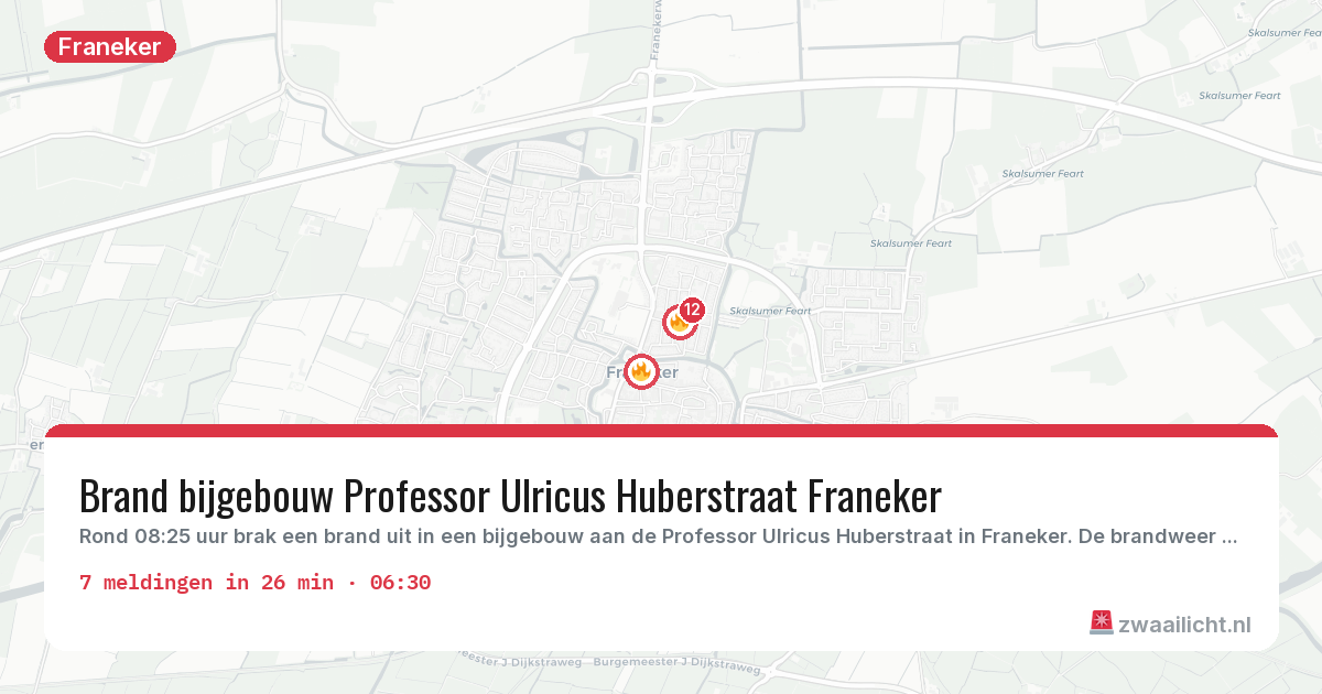 Kaart van de activiteitspiek bij Franeker