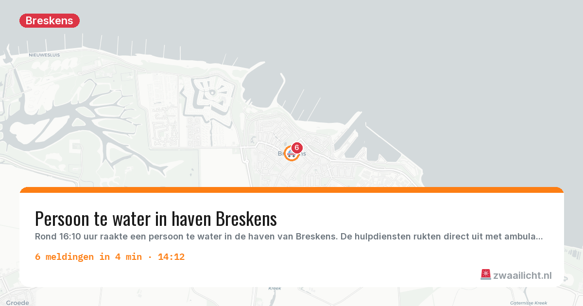 Kaart van de activiteitspiek bij Breskens