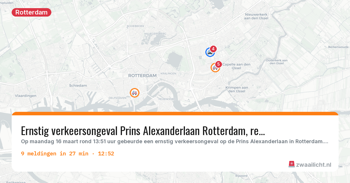 Kaart van de activiteitspiek bij Rotterdam