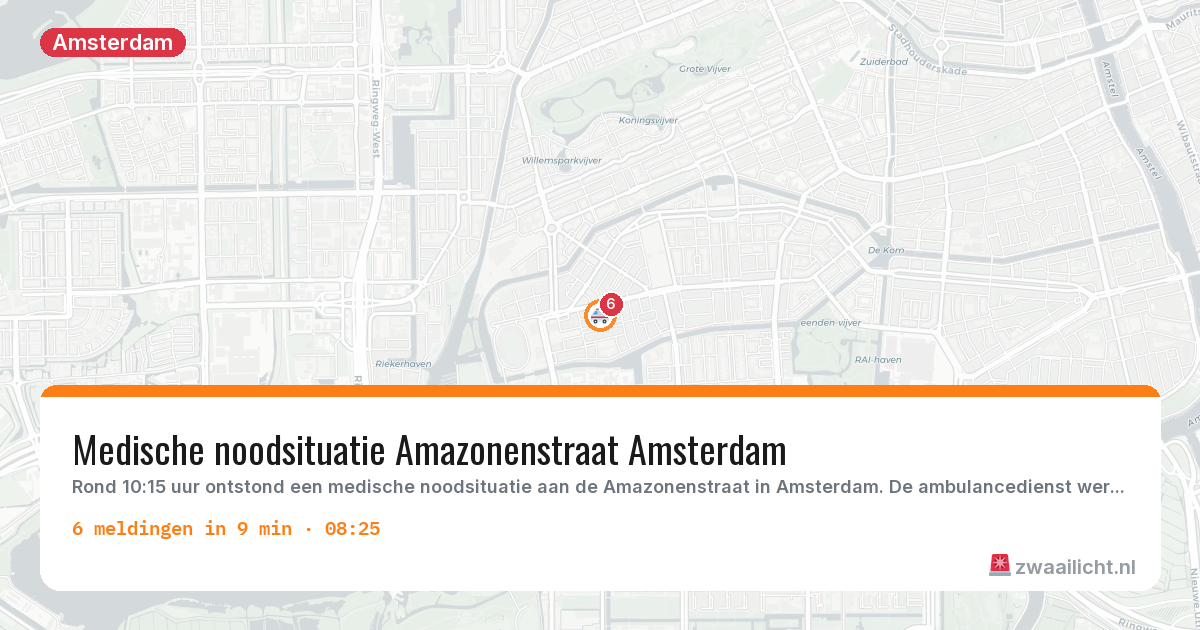 Kaart van de activiteitspiek bij Amsterdam