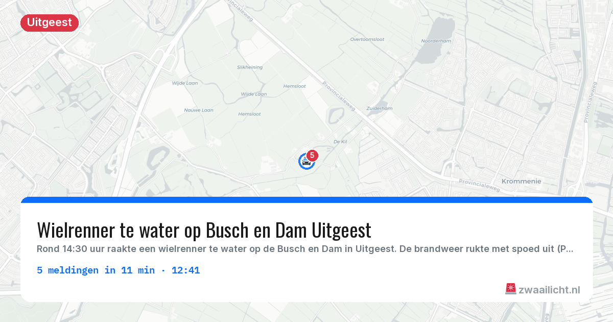 Kaart van de activiteitspiek bij Uitgeest