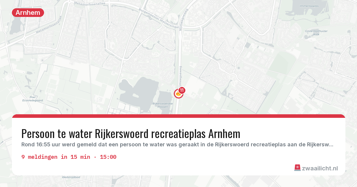 Kaart van de activiteitspiek bij Arnhem