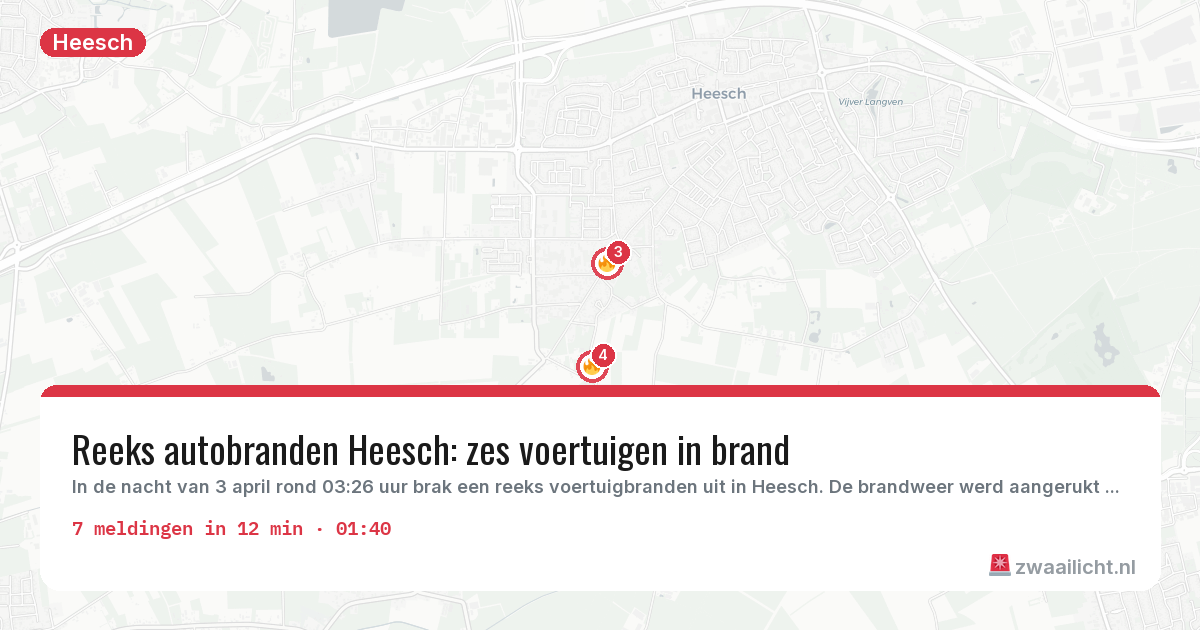 Kaart van de activiteitspiek bij Heesch