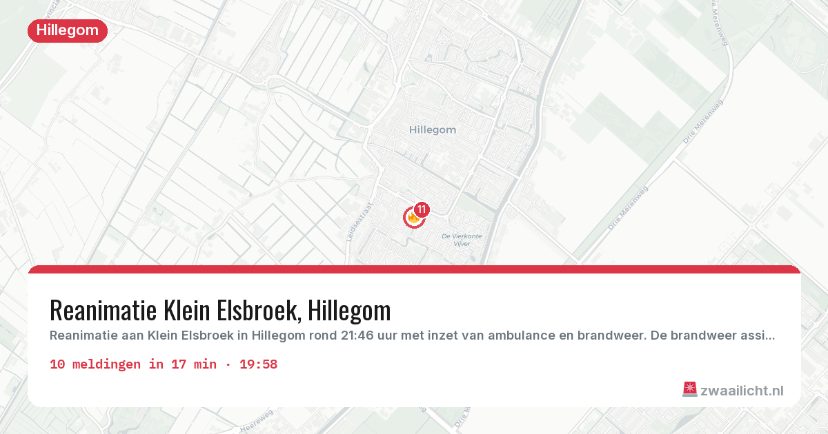 Kaart van de activiteitspiek bij Hillegom