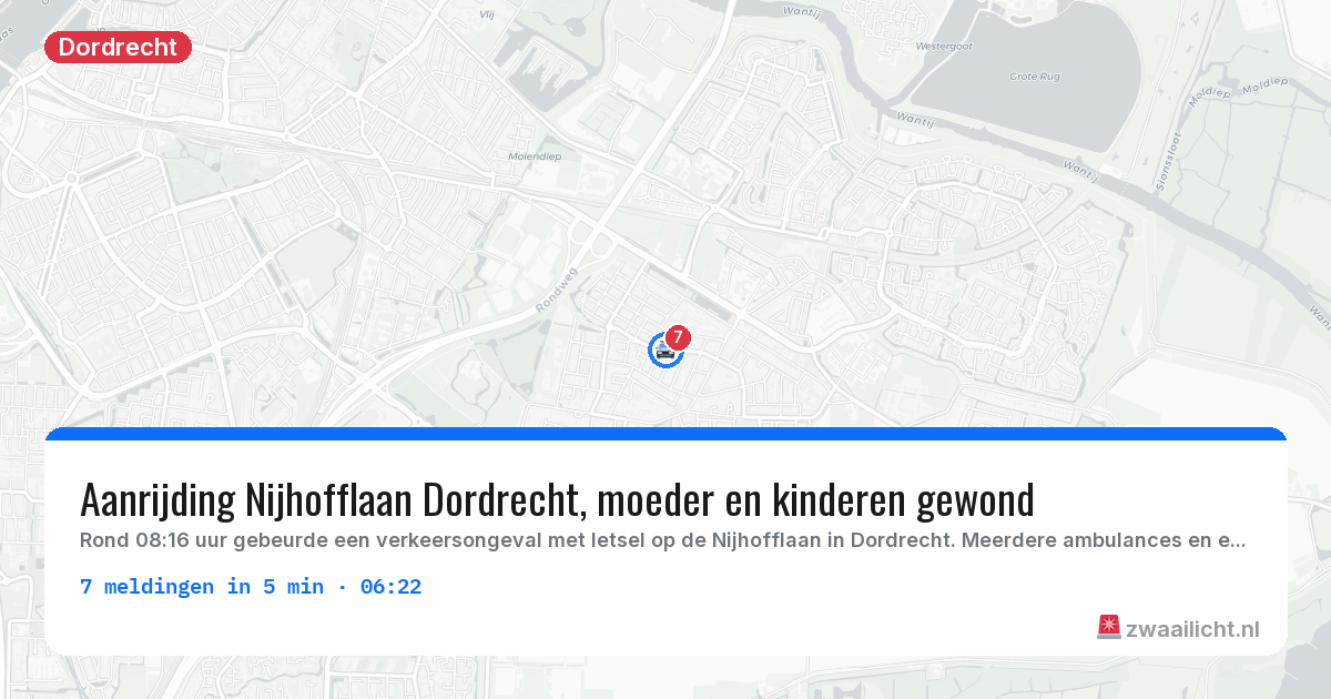 Kaart van de activiteitspiek bij Dordrecht