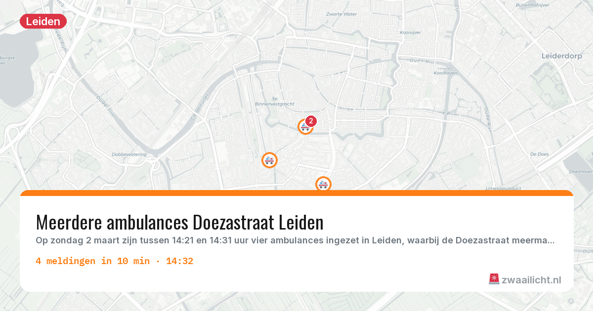 Kaart van de activiteitspiek bij Leiden